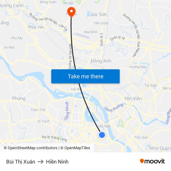 Bùi Thị Xuân to Hiền Ninh map