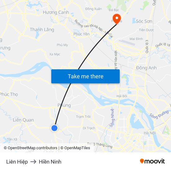 Liên Hiệp to Hiền Ninh map