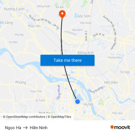 Ngọc Hà to Hiền Ninh map
