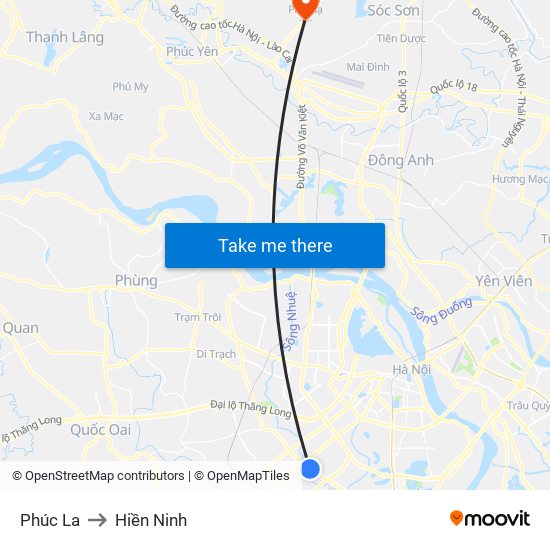Phúc La to Hiền Ninh map