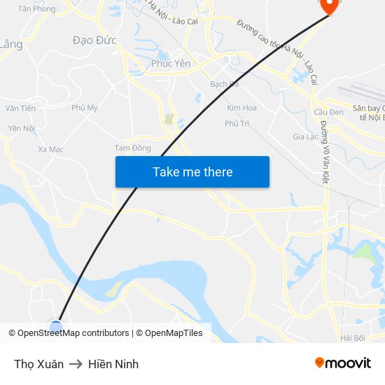 Thọ Xuân to Hiền Ninh map