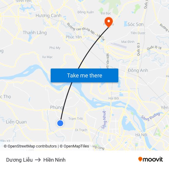 Dương Liễu to Hiền Ninh map