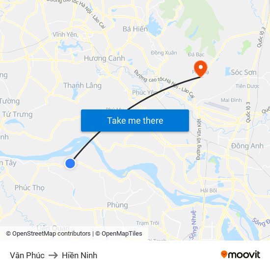 Vân Phúc to Hiền Ninh map