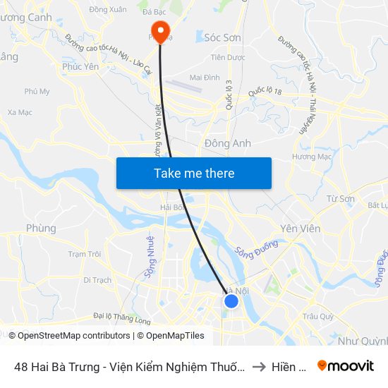 48 Hai Bà Trưng - Viện Kiểm Nghiệm Thuốc Trung Ương to Hiền Ninh map