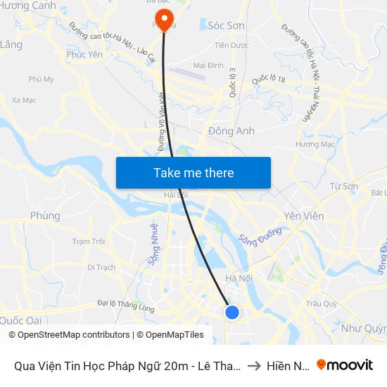 Qua Viện Tin Học Pháp Ngữ 20m - Lê Thanh Nghị to Hiền Ninh map