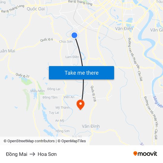 Đồng Mai to Hoa Sơn map