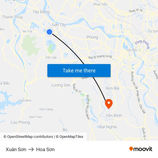 Xuân Sơn to Hoa Sơn map