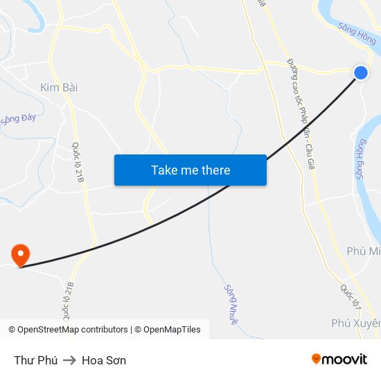 Thư Phú to Hoa Sơn map