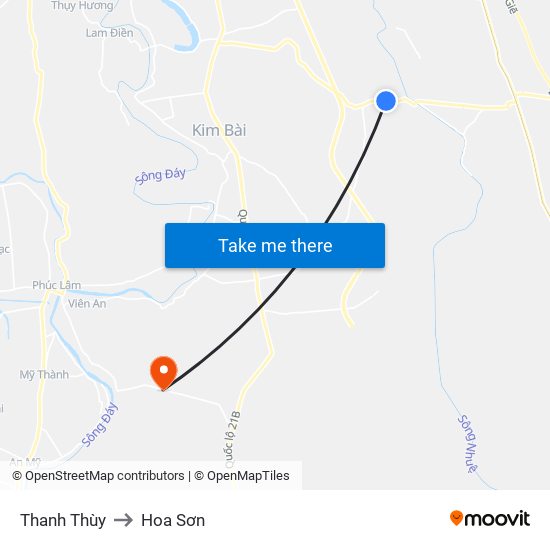 Thanh Thùy to Hoa Sơn map