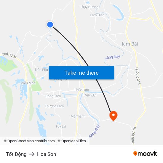 Tốt Động to Hoa Sơn map