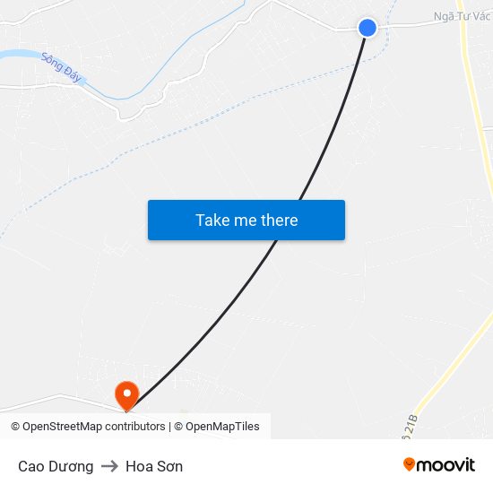 Cao Dương to Hoa Sơn map