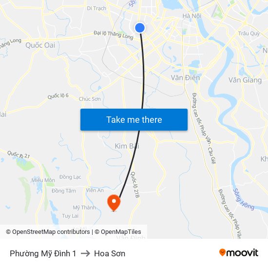 Phường Mỹ Đình 1 to Hoa Sơn map