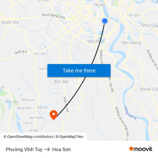 Phường Vĩnh Tuy to Hoa Sơn map