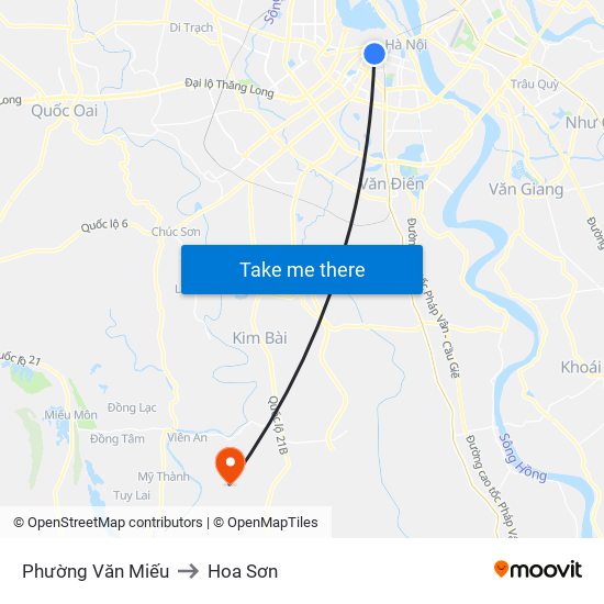 Phường Văn Miếu to Hoa Sơn map
