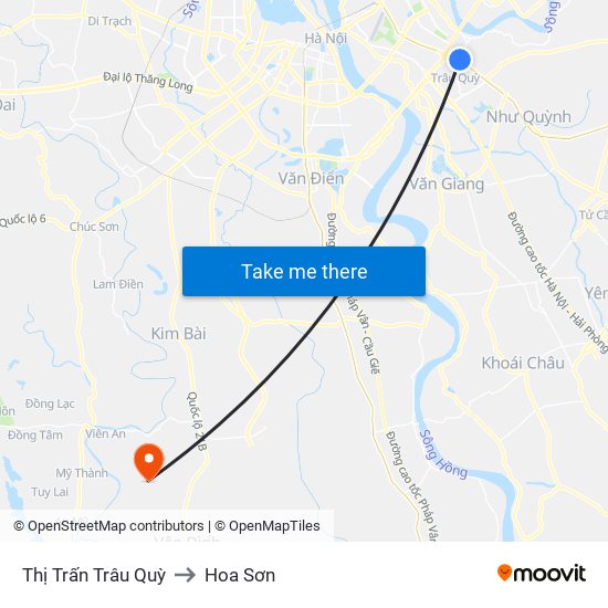 Thị Trấn Trâu Quỳ to Hoa Sơn map