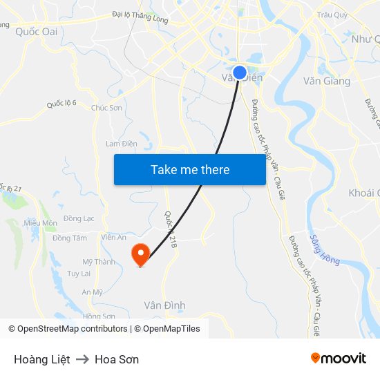 Hoàng Liệt to Hoa Sơn map