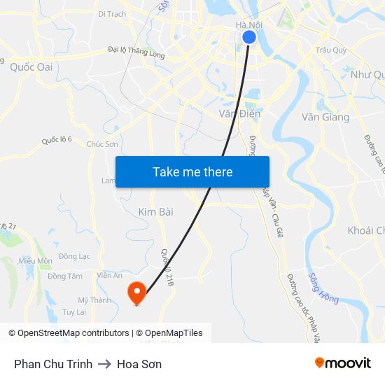 Phan Chu Trinh to Hoa Sơn map