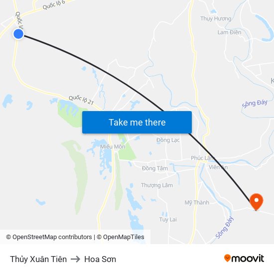Thủy Xuân Tiên to Hoa Sơn map