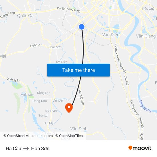 Hà Cầu to Hoa Sơn map