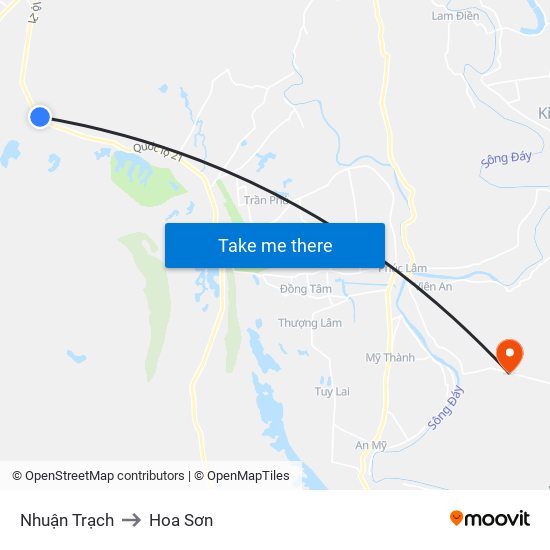 Nhuận Trạch to Hoa Sơn map