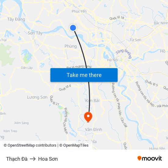 Thạch Đà to Hoa Sơn map