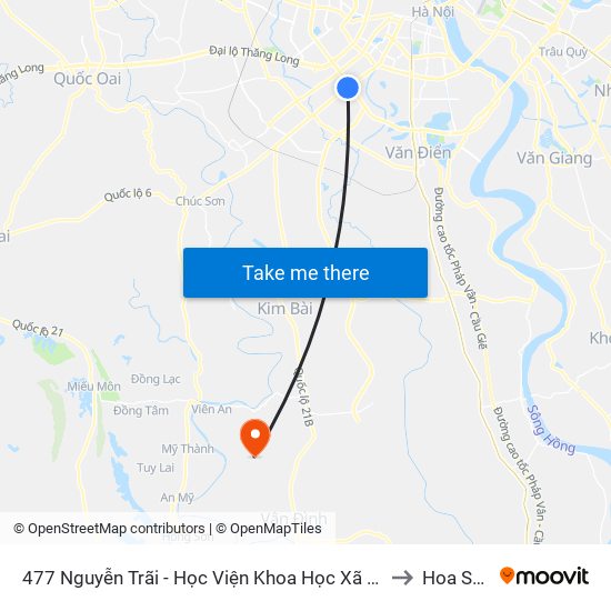 477 Nguyễn Trãi - Học Viện Khoa Học Xã Hội to Hoa Sơn map