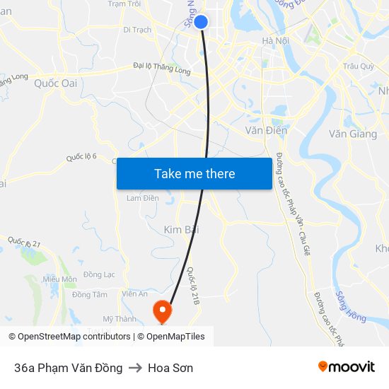 36a Phạm Văn Đồng to Hoa Sơn map