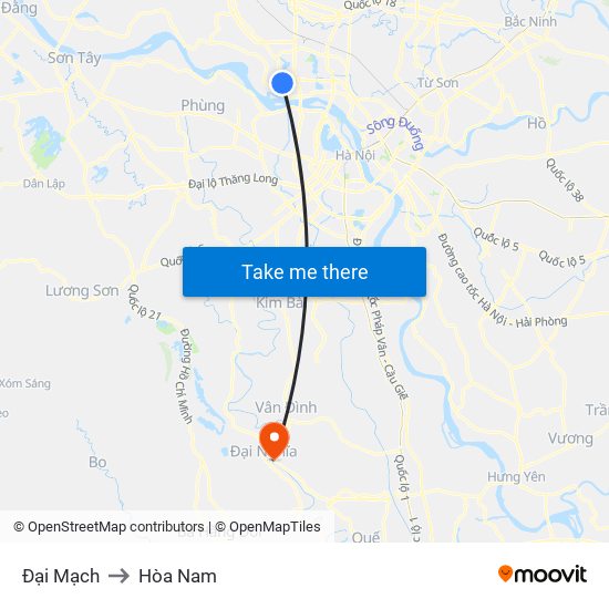 Đại Mạch to Hòa Nam map