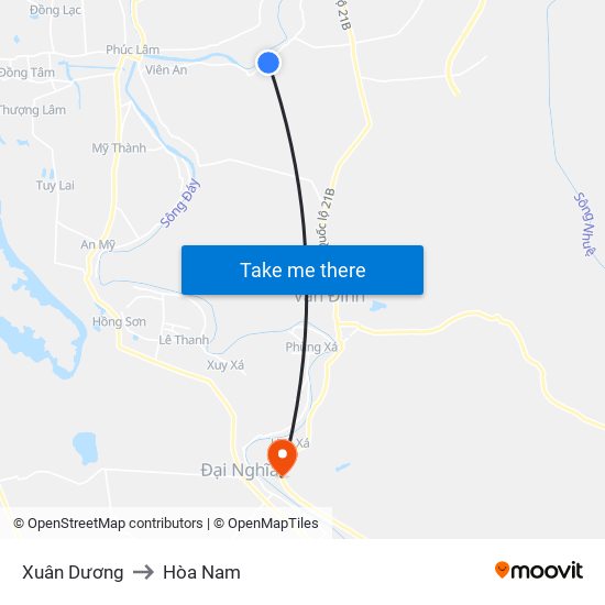 Xuân Dương to Hòa Nam map