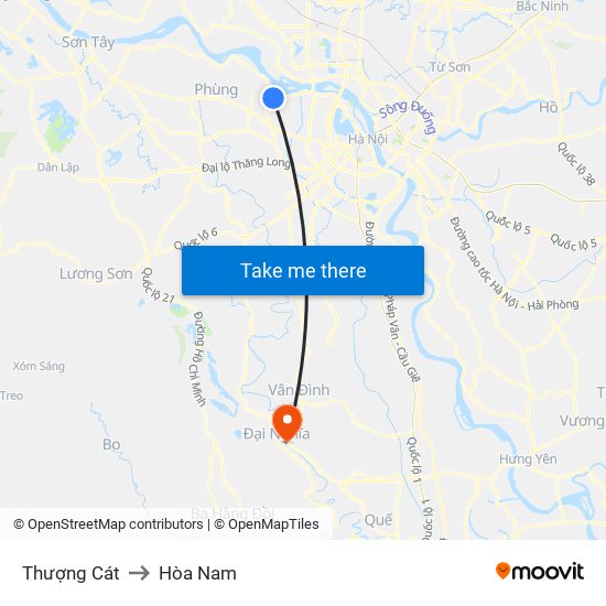 Thượng Cát to Hòa Nam map