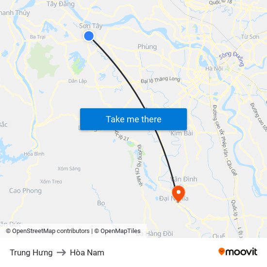 Trung Hưng to Hòa Nam map