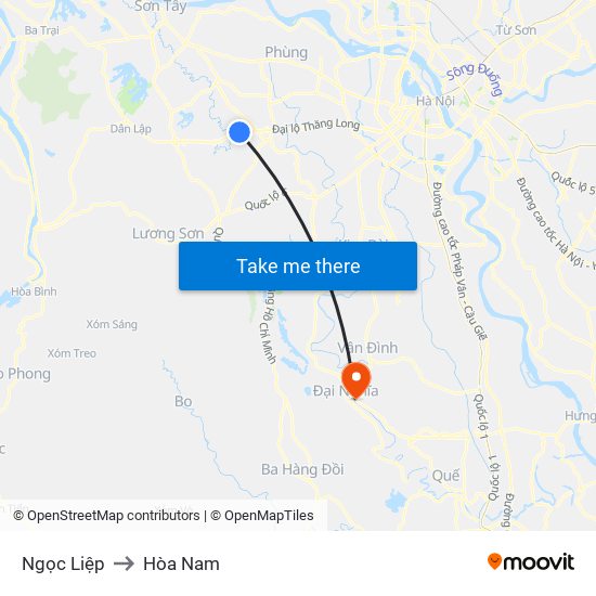 Ngọc Liệp to Hòa Nam map
