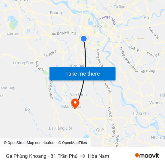 Ga Phùng Khoang - 81 Trần Phú to Hòa Nam map