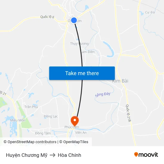 Huyện Chương Mỹ to Hòa Chính map