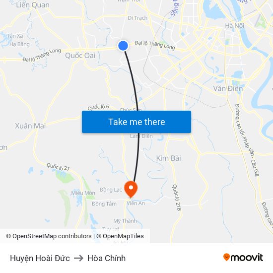 Huyện Hoài Đức to Hòa Chính map