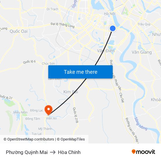 Phường Quỳnh Mai to Hòa Chính map