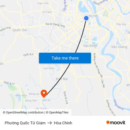 Phường Quốc Tử Giám to Hòa Chính map