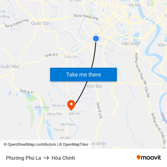 Phường Phú La to Hòa Chính map