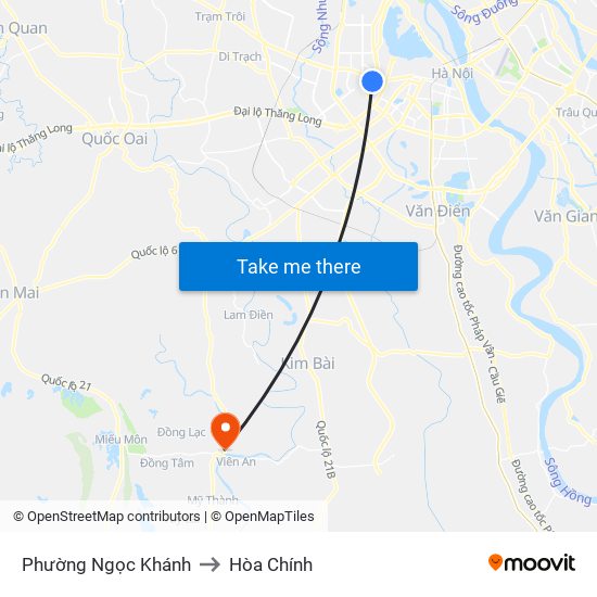 Phường Ngọc Khánh to Hòa Chính map