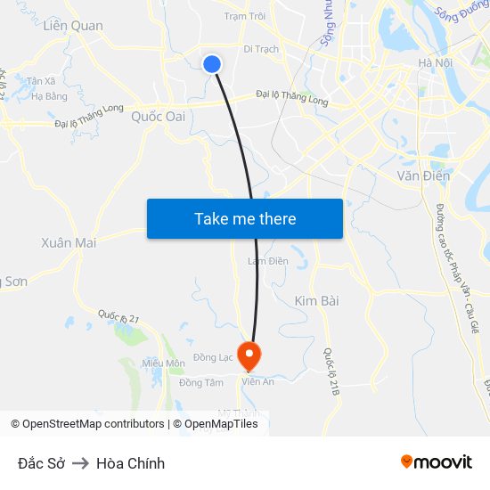 Đắc Sở to Hòa Chính map