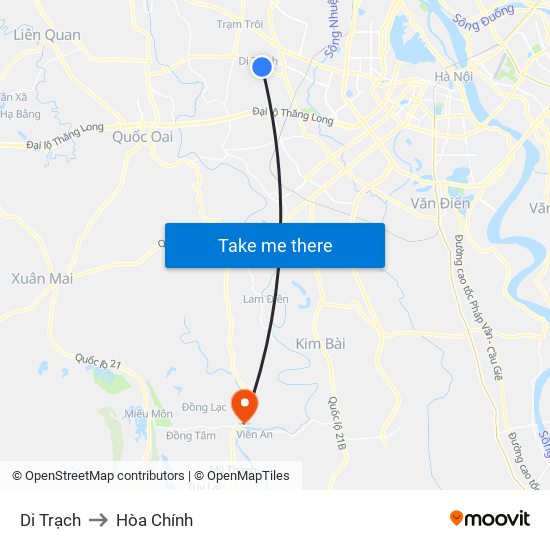 Di Trạch to Hòa Chính map