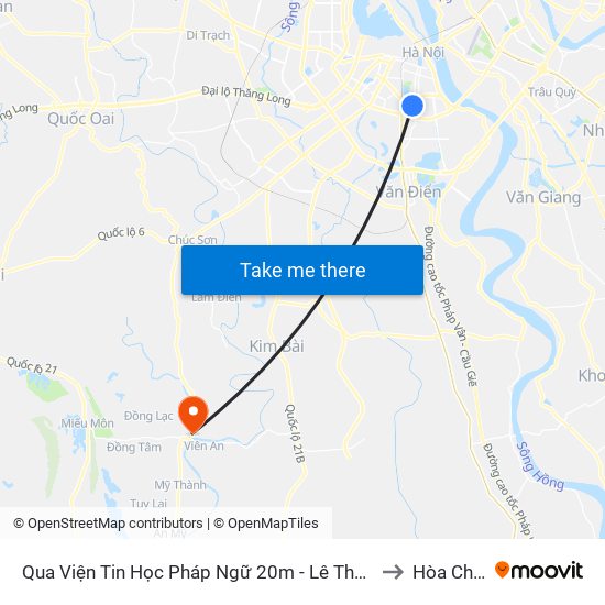 Qua Viện Tin Học Pháp Ngữ 20m - Lê Thanh Nghị to Hòa Chính map