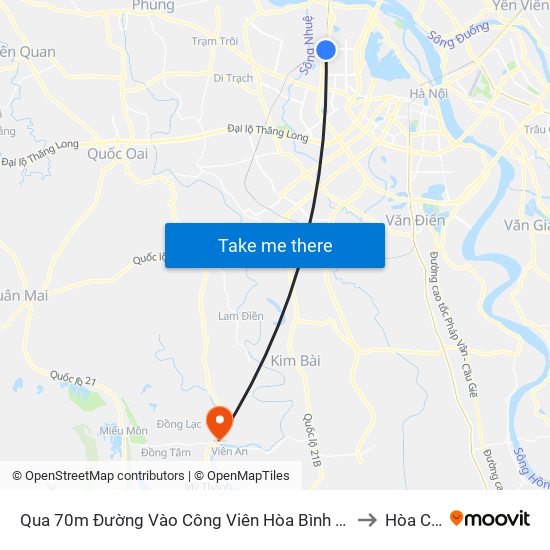 Qua 70m Đường Vào Công Viên Hòa Bình - Phạm Văn Đồng to Hòa Chính map