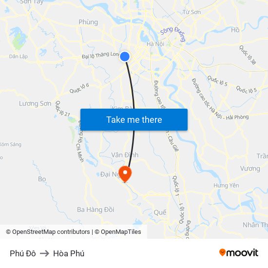 Phú Đô to Hòa Phú map