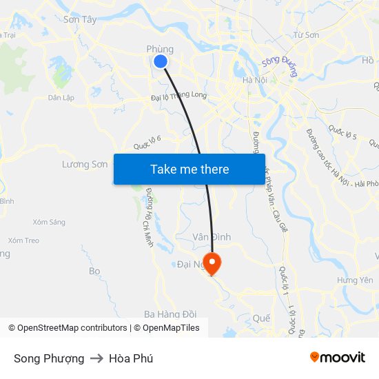 Song Phượng to Hòa Phú map