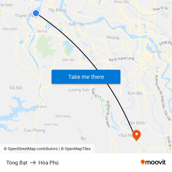 Tòng Bạt to Hòa Phú map