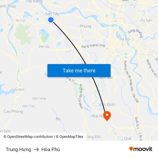 Trung Hưng to Hòa Phú map