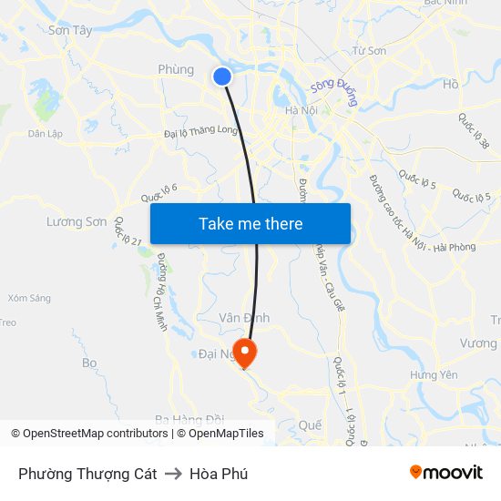 Phường Thượng Cát to Hòa Phú map