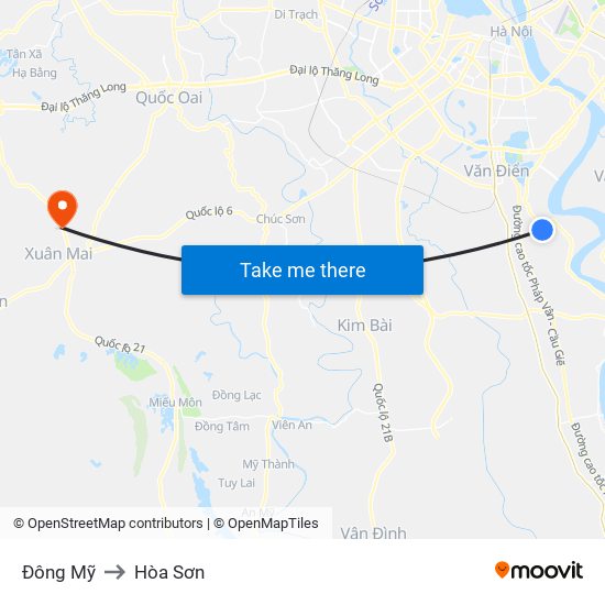 Đông Mỹ to Hòa Sơn map