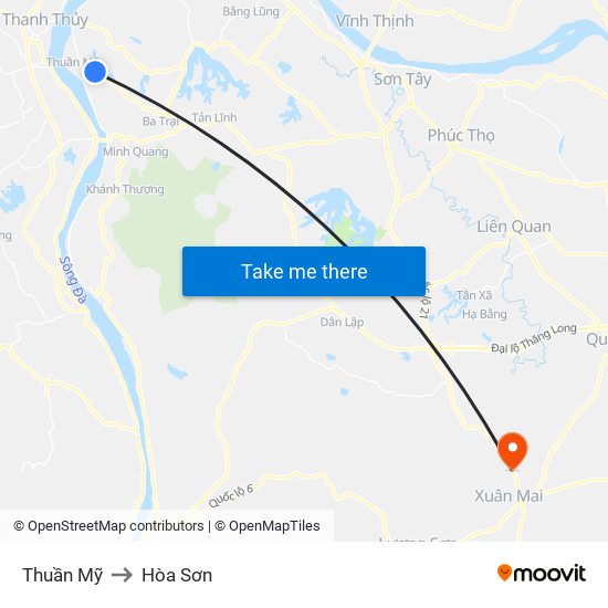 Thuần Mỹ to Hòa Sơn map